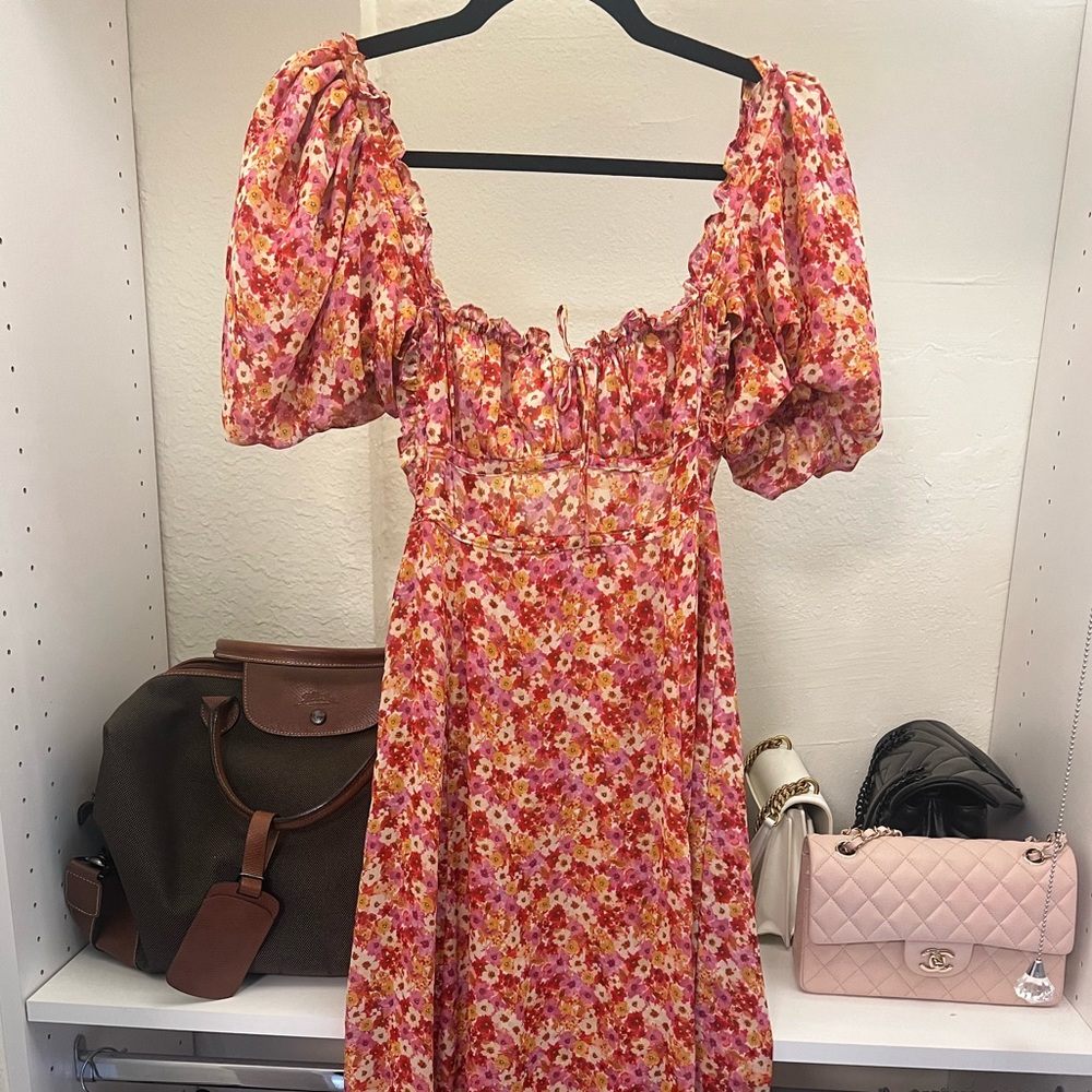 For Love and Lemons pink/orange midi